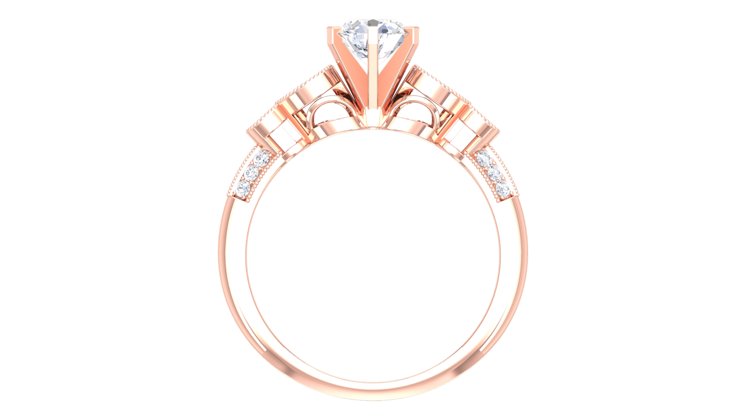 R-3648 - F High-Detail Diamond Engagement Ring - Image 2