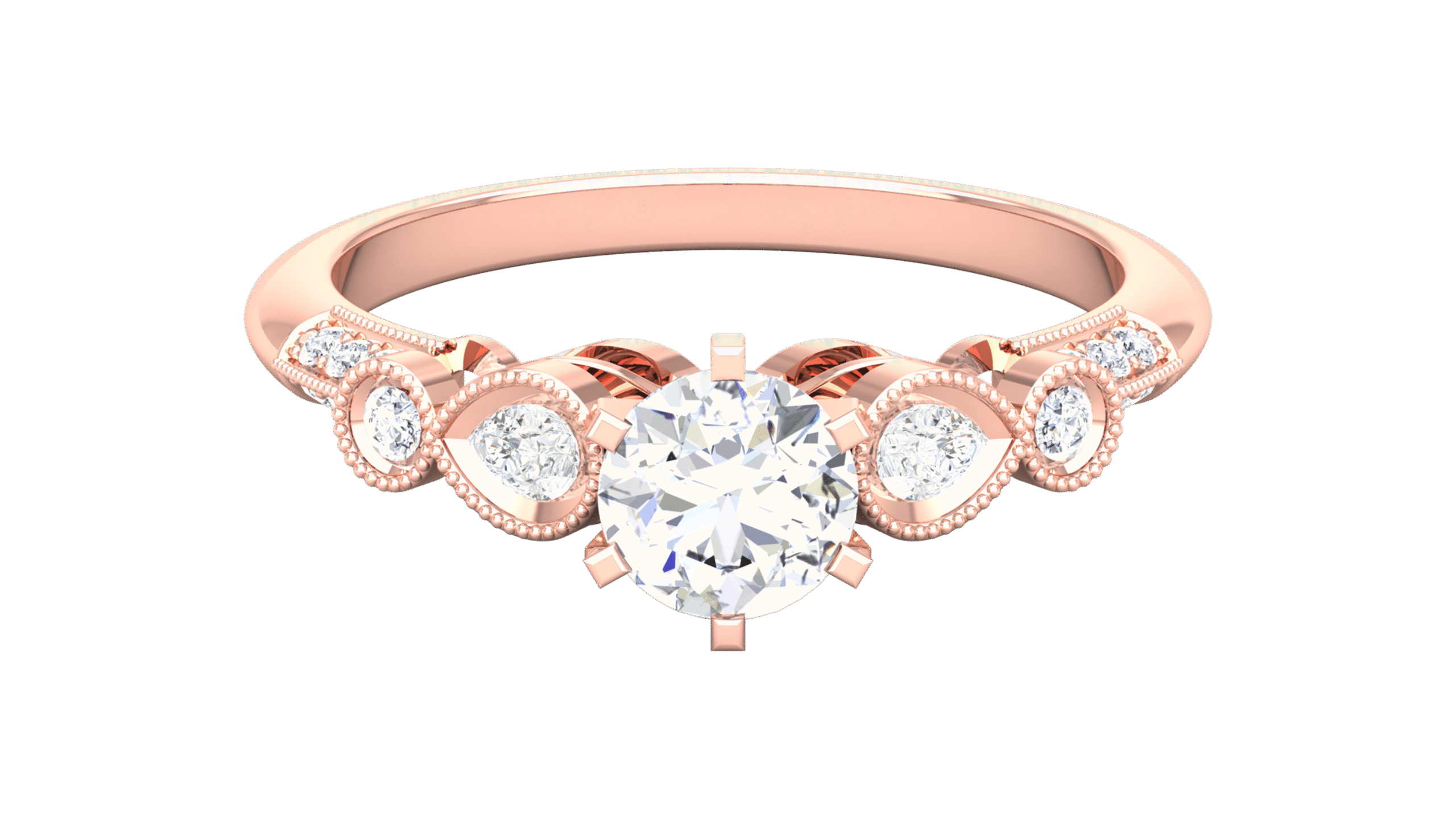R-3648 - T High-Detail Diamond Engagement Ring - Image 5