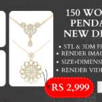 150 New Women's Pendant Designs Collection 360^Render, 3DM & STL Files