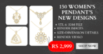 150 New Women's Pendant Designs Collection 360^Render, 3DM & STL Files