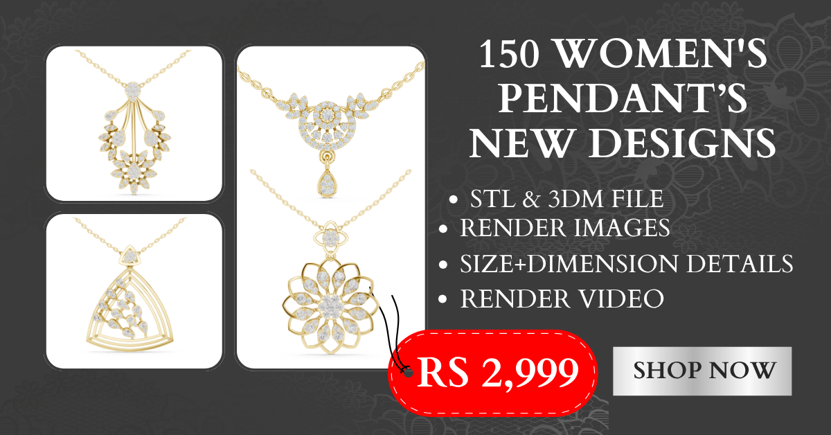 bulk pendant 150 New Women's Pendant Designs Collection 360^Render, 3DM & STL Files - Image 1