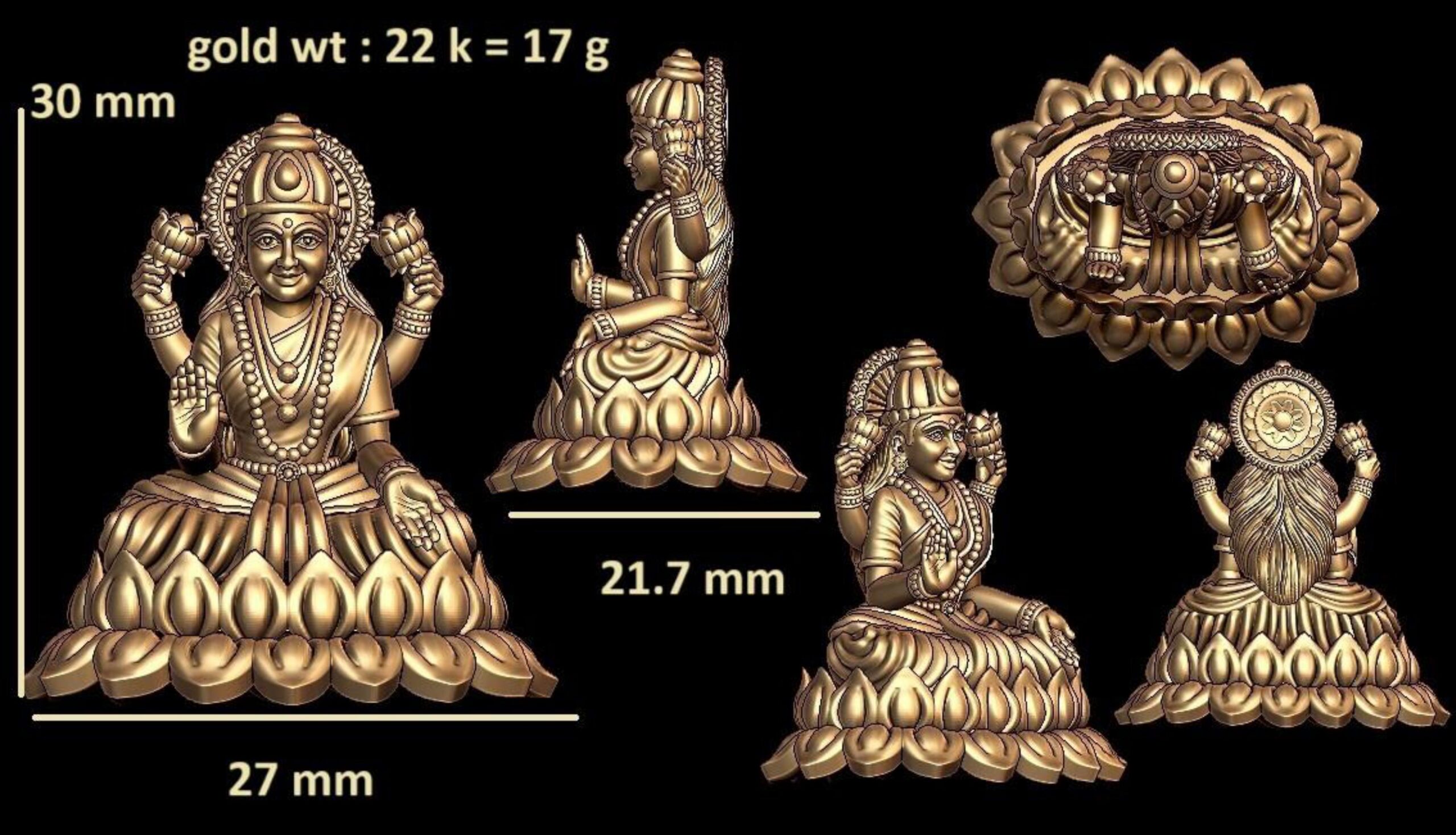 new god murti 100-images-39 Lakshmi 3D Model STL – Goddess of Wealth & Prosperity for Printing - Image 1