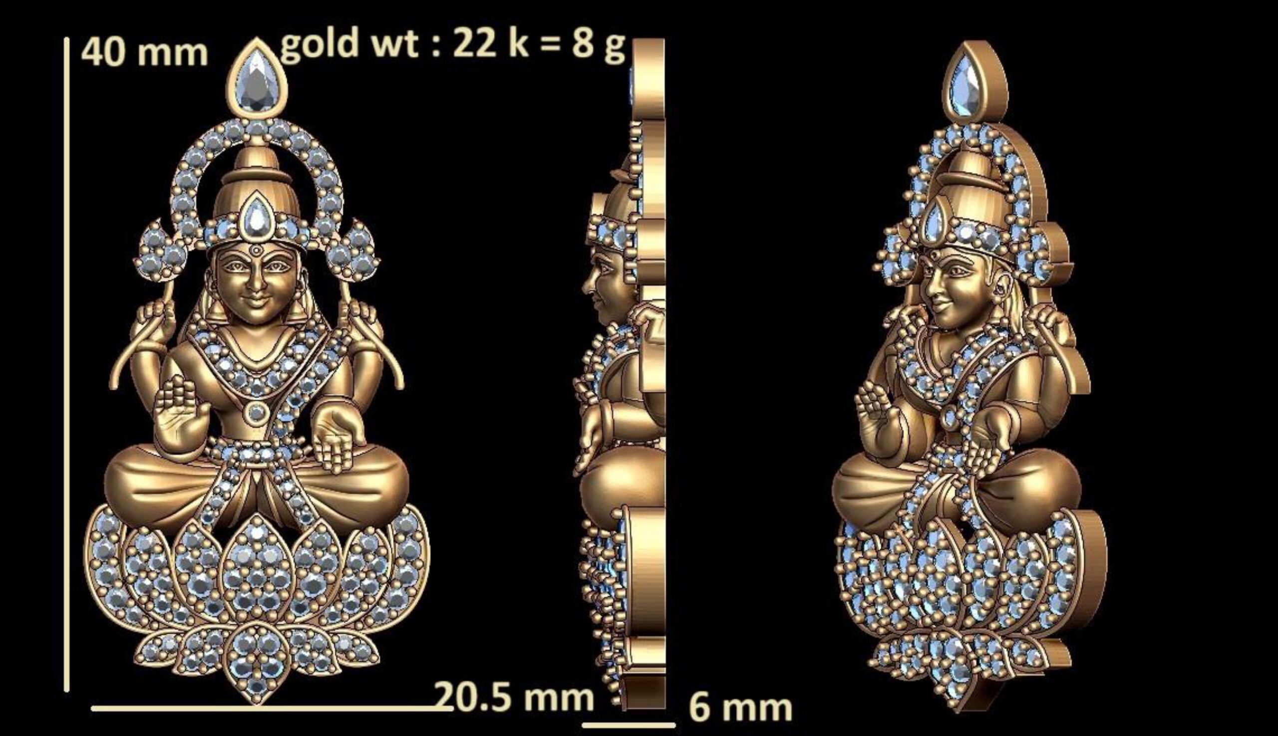 new god murti 100-images-4 Maa Lakshmi Statue STL – Goddess of Wealth for 3D Printing - Image 1