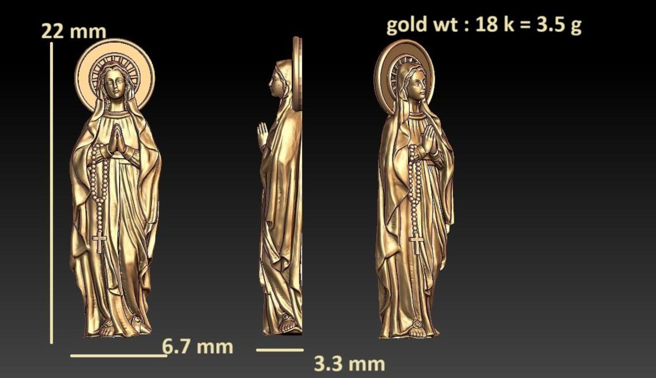 Virgin Mary Statue – 3D Printable Saint Mary STL for Devotional Display