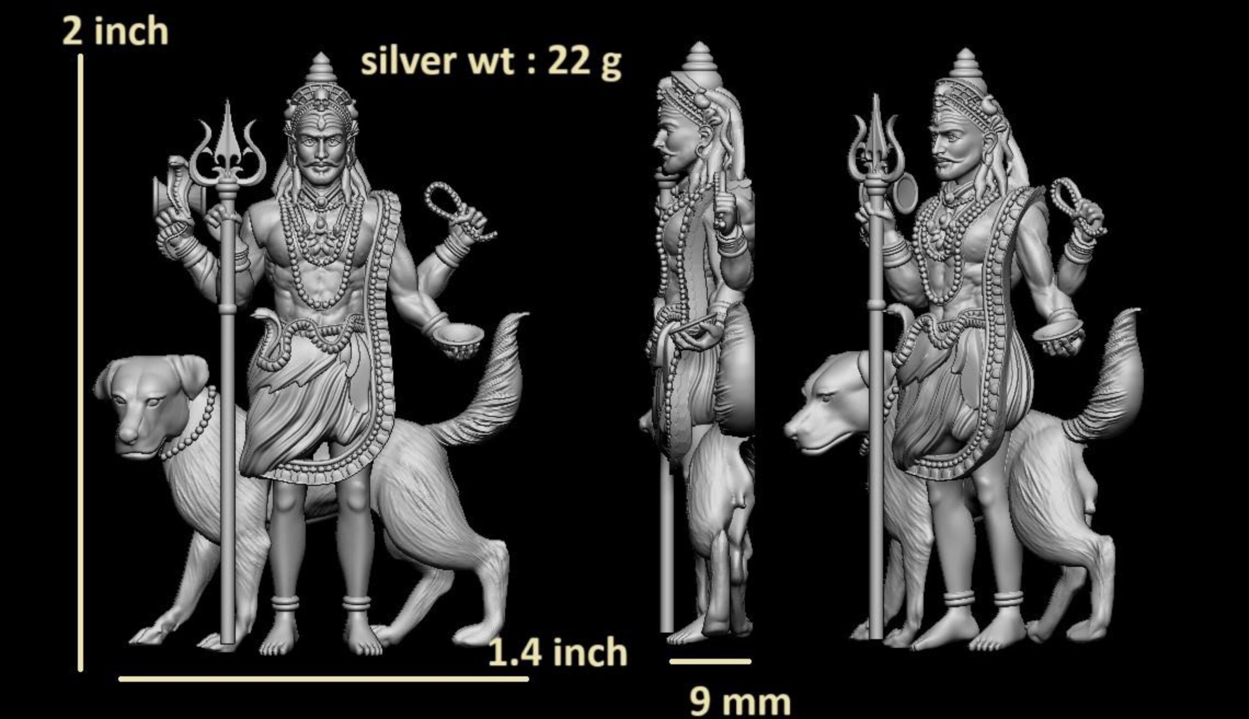 new god murti 100-images-53 Kaal Bhairava Murti STL - Divine Protector 3D Model - Image 1