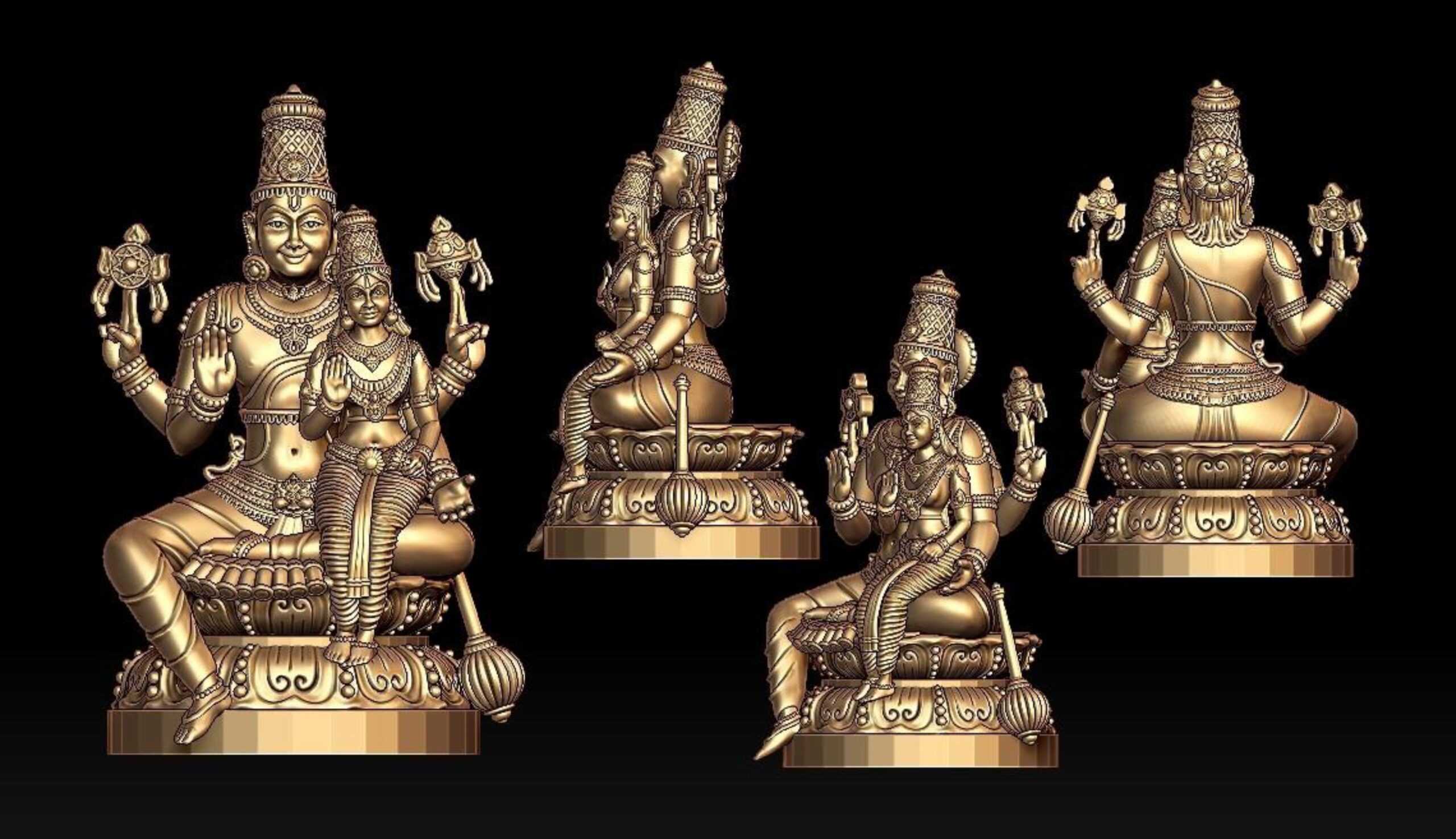 new god murti 100-images-88 Lakshmi Narayan Figure STL – Wealth & Prosperity Statue for 3D Printing - Image 1