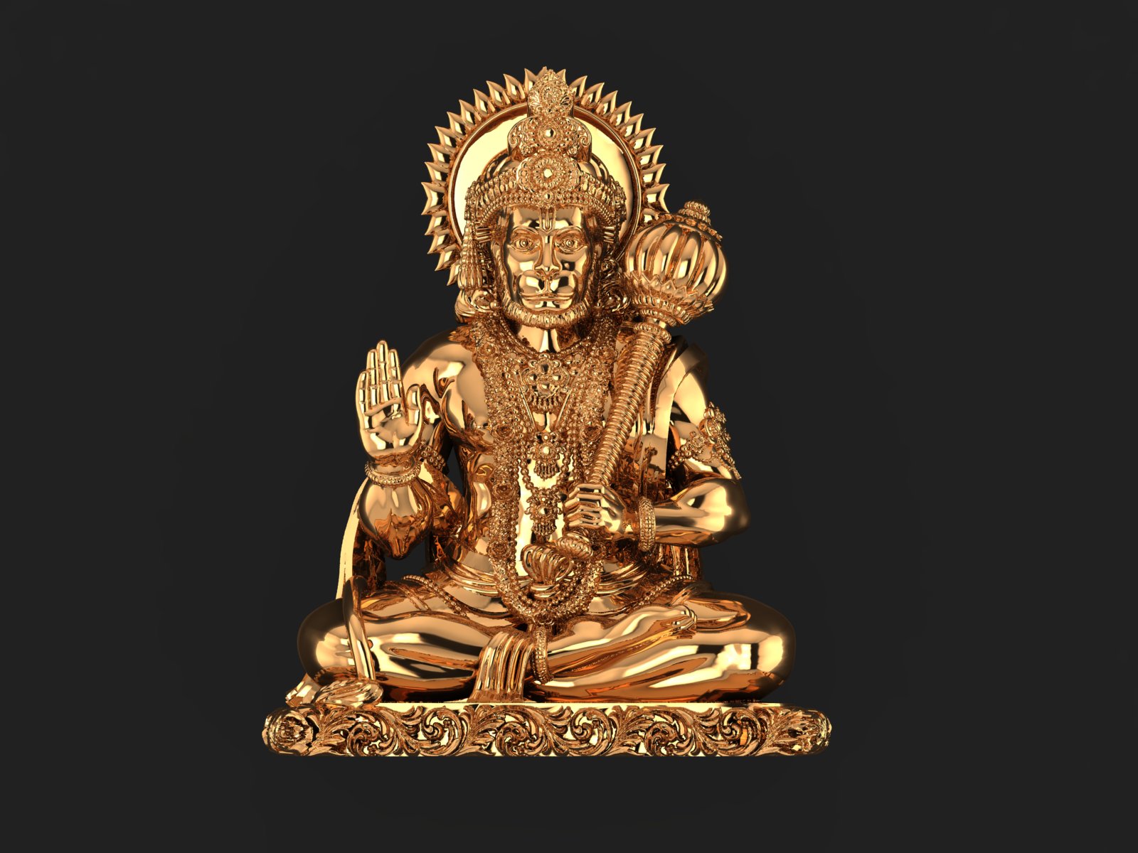 render1 Hanuman Ji Statue STL – Hindu Monkey God for 3D Printing - Image 1